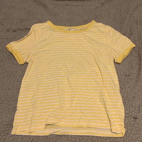 H&M yellow and white striped medium shirt - Picture 1 of 1
